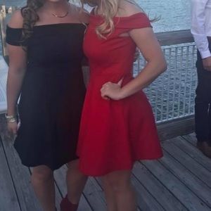 Red Off the Shoulder Formal Dress